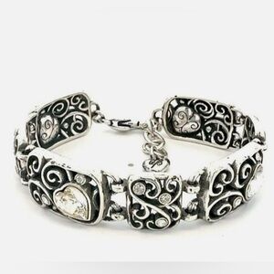 Brighton open filigree cubic zirconia heart panel bracelet